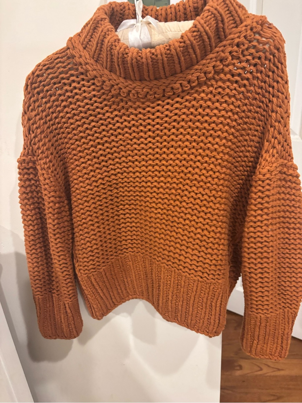 Free People Chunky Knit Turtleneck Sweater in Tuscan Earth Rust - Picture 5 of 5